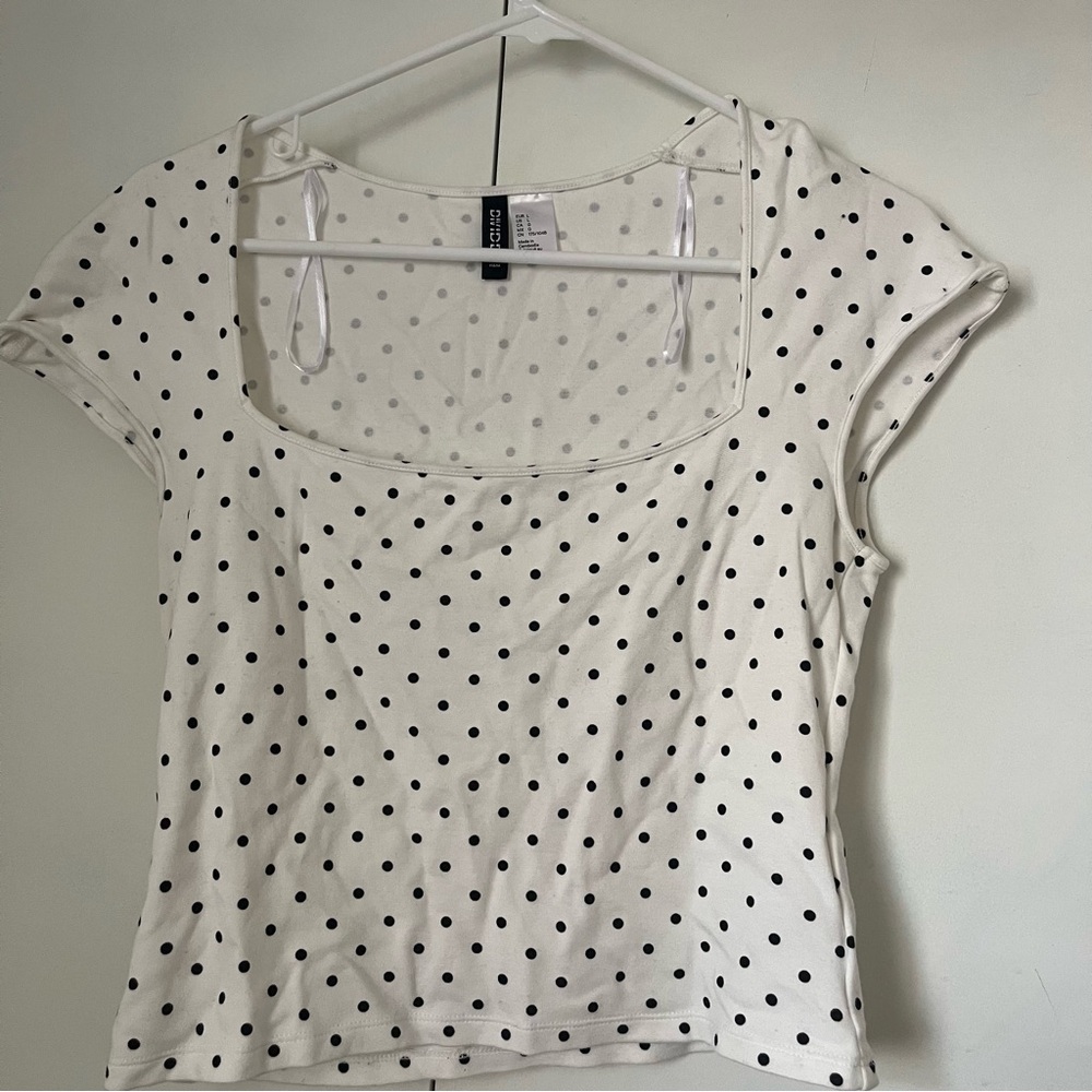 Polka dot square neck top